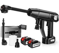 Nettoyeur haute pression AUTSOME 6-en-1 à batterie, nettoyeur mobile à haute pression, pistolet d'arrosage pour voiture, avec 2 batteries et 1 chargeur