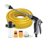 Nettoyeur haute pression - Buse universelle - Pulvérisateur à 360 degrés | Pot en mousse durable de 1000 g en acier inoxydable avec 3 modes, raccords métalliques et tuyau en PVC pour allées, terrasses