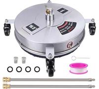 Nettoyeur haute pression de 42 cm avec 4 roues, boîtier en acier inoxydable et raccord rapide de 1/4 de pouce. Kit comprenant : nettoyeur haute pression, 2 tubes d'extension, 2 buses de rechange, et u