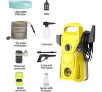 Nettoyeur haute pression - Électrique 135 bars - 1 500 W, 220 V, prise UE - 5,6 l/min, tuyau de 10 m - Buse réglable de 0 à 160° - Lavage de voiture et jardin - Jaune