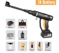 Nettoyeur haute pression - Électrique, 21 V, sans fil - Buse de pulvérisation 6 en 1 - 1 batterie - Pour voiture et jardin