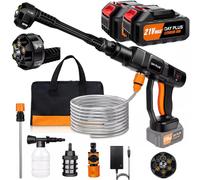 Nettoyeur haute pression électrique 6000 W 350 bar Nettoyeur vapeur 5000 psi, buse réglable 6 en 1 et tuyau de 5 m pour le nettoyage et l'arrosage (avec 2 batteries de 3,0 Ah)
