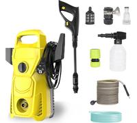Nettoyeur haute pression électrique - Nettoyeur de terrasse et de voiture - 1 500 W - 135 bars - 3 buses réglables - Tuyau haute pression de 10 m - Jaune