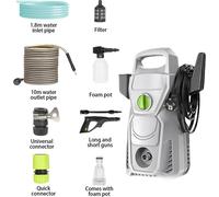 Nettoyeur haute pression électrique - Nettoyeur pour voiture et terrasse - 135 bars, 1 500 W - Tuyau de 10 m - Buse orientable de 0 à 160° - Prise européenne - Gris