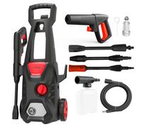 Nettoyeur haute pression Lehmann avec pompe d'aspiration en aluminium, débit de 480 l/h, 1600 W, flexible haute pression de 5 m, réservoir de détergent inclus
