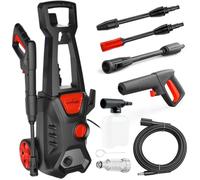 Nettoyeur haute pression Lehmann avec pompe d'aspiration en aluminium, débit de 480 l/h, 1600 W, flexible haute pression de 5 m, réservoir de détergent inclus