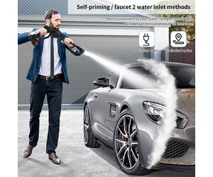 Nettoyeur haute pression manuel, portable, puissant pistolet de lavage auto 21 V, 2 batteries rechargeables, 6 en 1, plusieurs modes d'injection, kit boîte à outils, pistolet haute pression anti-fuite