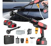 Nettoyeur Haute Pression Max 60 Bar avec 2 Batteries 4000mAh Pulvérisateur de Mousse 6-en-1 Buse pour Le Nettoyage et Arrosage