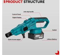 Nettoyeur haute pression - Nettoyeur haute pression sur batterie - Nettoyeur haute pression sans fil - 200 Bar - 3500W - 3 vitesses - Compatible avec Makita 18V - 2 x batterie - 6,3LP/Min - Kit comple