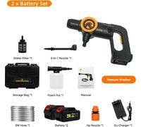 Nettoyeur haute pression - pistolet - 3000 W sans balais - 3 vitesses - 21V, 2 batteries - tuyau d'eau <5 m - Braun