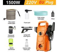 Nettoyeur haute pression - Pistolet haute pression électrique - 3000 W - Batterie incluse - Buse réglable - Buse en cuivre - Tuyau de 5 à 10 mètres - Ensemble orange