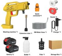 Nettoyeur haute pression - Pistolet pulvérisateur sans fil - 1 500 W, 50 bars, système 18 V, 2 batteries incluses, prise UE - Jaune