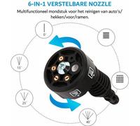 Nettoyeur haute pression portable - 6-en-1 - 21 V - 4,0 Ah - Canon à neige inclus - 30 bars - Buse à jet et buse coudée - Blanc
