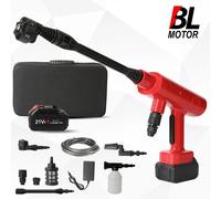 Nettoyeur haute pression portable 6 en 1 - Pistolet à eau sans fil 18 V - Avec 1 batterie - Lavage de voiture et arrosage du jardin - Braun