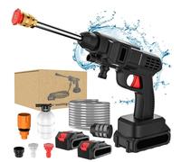 Nettoyeur haute pression portable - Pistolet de lavage sans fil - 30 000 mAh - 2 batteries - Avec tuyau d'arrosage - Pour la voiture, la maison et le jardin - Orange