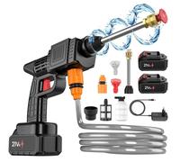 Nettoyeur haute pression portable sans fil - Pistolet à eau - Lavage auto - Jardin - Pulvérisateur à mousse - 2 batteries - Modèle 2