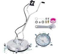 Nettoyeur haute pression pour surfaces - Nettoyeur de terrasse, 61 cm - Double poignée - 4 roues - Raccord rapide d'environ 1 cm - 2 buses - Acier inoxydable, 4000 PSI - Argent
