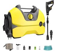 Nettoyeur haute pression pour voiture et ménage - Alimentation secteur - 3000 W - Buse en cuivre - Jet d'eau - Pistolet pulvérisateur - Tuyau inclus - Jaune