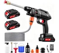 Nettoyeur Haute Pression Puissant 80 Bar, sans Fil et Autonome - Kit Complet avec 2 Batteries, Buse 6 en 1 et Tuyau de 5mètres