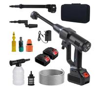 Nettoyeur haute pression sans fil - 120 bar - Nettoyeur haute pression sans balais - Mode 3 vitesses - Nettoyeur haute pression mobile avec 2 batteries - Tuyau de 10 m - Buse rotative 6 en 1 et 180°