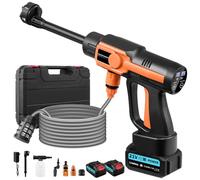 Nettoyeur haute pression sans fil, 120 bar, pistolet nettoyeur haute pression portable 21 V, avec 2 batteries et buse 6 en 1, mode 10 vitesses, pistolet de nettoyeur haute pression portable sans fil