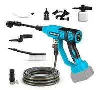 Nettoyeur Haute Pression sans Fil 4,9 MPa pour Makita 18V (sans Batterie) | Pistolet nettoyeur à pression, 440W, 4 vitesses, sans balais, tuyau 5m, buse 6 en 1 et 180°, pichet mousse, brosse
