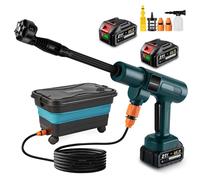 Nettoyeur haute pression sans fil, 60 bars Nettoyeur haute pression portable avec 2 batteries, buse multi-fonctions 6 en 1 pour voiture, terrasse, jardin, clôture, piscine