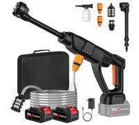 Nettoyeur Haute Pression sans Fil 70 Bar, Pistolet Haute Pression avec Moteur Brushless, Buse 6-en-1 et 3 Vitesses, 2 x 21V x 3.0Ah, Tuyau 5m, Canon à Mousse(400ML) pour Nettoyage Voiture et Terrasse