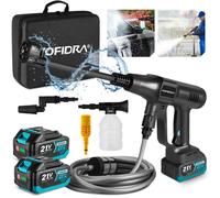 Nettoyeur haute pression sans fil 800 W / 120 bars, nettoyeur haute pression électrique sans balais 6 en 1, avec 2 batteries et 1 chargeur, pour les voitures, les terrasses et les vitres
