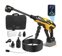 Nettoyeur haute pression sans fil 990 PSI - Pistolet à eau mobile haute pression - Compatible avec batterie Dewalt 18 V avec moteur sans balais - Buse 6 en 1 - 3 niveaux de réglage - Écran LED - Pour