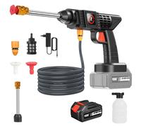 Nettoyeur haute pression sans fil - Appareil de nettoyage mobile - 1 batterie (10 secondes d'autonomie) - Buse en cuivre - Tuyau d'eau de 5 à 10 mètres - Fonction pulvérisation