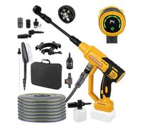 Nettoyeur haute pression sans fil compatible avec batterie Dewalt 18 V 20 V, 4 modes de fonctionnement, max 68 bar, nettoyeur haute pression portable sans balais avec buse rotative 6 en 1 et buse