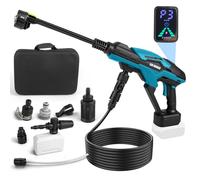 Nettoyeur haute pression sans fil compatible avec batterie Makita 18 V, pompe à eau à 3 pistons améliorée, 68 bar, nettoyeur haute pression portable sans balais avec buse 6 en 1, écran tactile