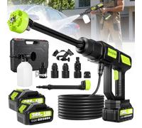 Nettoyeur haute pression sans fil compatible avec batterie Makita, 270 l/h, nettoyeur à pression mobile avec batterie 2 x 4 Ah, avec valve d'arrêt, buse 6 en 1 et buse et tuyau de 5 m, pour nettoyage