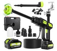 Nettoyeur haute pression sans fil compatible avec batterie Makita, 270 l/h, nettoyeur à pression mobile avec batterie 1 x 4 Ah, avec valve d'arrêt, buse 6 en 1 et buse et tuyau de 5 m, pour nettoyage