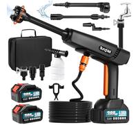 Nettoyeur haute pression sans fil, compatible avec batterie Makita, moteur sans brosse, 180 bar 294 l/h, avec batterie 2 x 4 Ah, vanne d'arrêt, buse rotative 6 en 1 et tuyau de 5 m, pour voitures