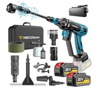Nettoyeur Haute Pression Sans Fil, Moteur Sans Balais 3000 W,Mode 4 Vitesses,Pression Max 125 Bars, Avec 2 Batteries 4,0 Ah,Buse Pivotante 6 En 1,Brosse De Nettoyage,Tuyau De 5 M,Nettoyage Et Arrosage
