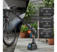 Nettoyeur haute pression sans fil - Nettoyeur haute pression 21 V - Pression de 50 bars - Batterie 4,0 Ah - Débit de 3,5 l/min - Idéal pour l'automobile, le jardin et la terrasse - Noir
