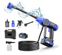 Nettoyeur haute pression sans fil - Pistolet à eau portable pour le lavage automobile - Pression de 200 bars - Batterie 21V incluse - Moteur sans balais de 1000W - 6 modes de pulvérisation - Tuyau d'a