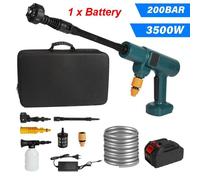 Nettoyeur haute pression sans fil - Pistolet à eau portable - Puissance de 3 500 W - Pression de 200 bars - Moteur sans balais - Buse 6 en 1 - 1 batterie - Prise européenne