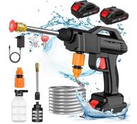 Nettoyeur haute pression sans fil - Pistolet de pulvérisation haute pression électrique - Générateur de mousse - Compatible avec les batteries Makita 18V - 2 batteries incluses - Appareil portable