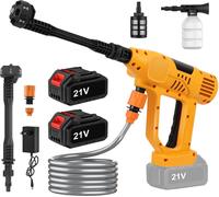 Nettoyeur haute pression sans fil - Pistolet de pulvérisation sans fil - 500 W - 65 bars - 18 V - Kit comprenant 2 batteries - Avec tuyau d'arrosage