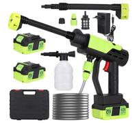 Nettoyeur Haute Pression sans Fil Pistolet Portable Mini Voiture High Pressure Washer Hydro Jet Lavage Réservoir Laveur 797PSI sur 2x4.0Ah Batterie avec Pot en Mousse, Buse 6-en-1, Tuyau 5m, Mallette