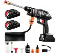 Nettoyeur haute pression sans fil portable avec batterie, pistolet à eau avec buse 3-en-1 pour voiture, patio, pelouse A 1x battery(5 sec)