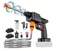 Nettoyeur haute pression sans fil - Pulvérisateur haute pression - 35 bars - Compatible avec 2 batteries de 21 V - Buse en cuivre - Jet de type douche - Livré avec tuyau d'eau