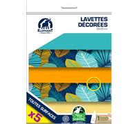 Nettoyez toutes vos surfaces sans détergent avec le lot de 5 lavettes microfibre décorées ELEPHANT, format 30x30 cm en fibres recy s - Lot de 3