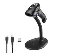 NetumScan Lecteurs de Codes Barres, Scanner de Code à Barres sans Fil 2,4GHz, Scan Automatique Douchette USB Câble Support Mains Libres NSL6S