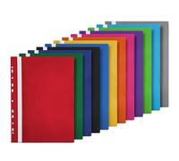 Netuno 12x chemise à lamelle perforée couleurs assorties pour documents | A4 dossier à lamelle protège-documents farde à lamelle avec couverture transparente chemise perforée pour bureau