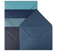 Netuno 20 enveloppes colorées bleues mix C5 162 x 229 mm set de grandes enveloppes rabat pointu pour documents A5 lettres mariage anniversaire Noël invitations cartes de voeux