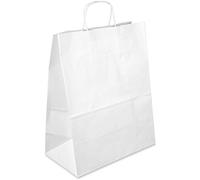 Netuno 20 sacs en papier kraft blanc 25 x 32 x 11 cm sacs cadeaux avec poignées emballage cadeau sac cabas en papier kraft sac de course pochette cadeau